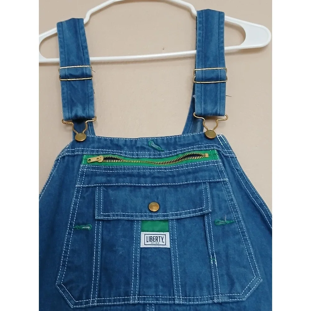 Liberty Overalls 42x32 Bib Denim Carpenter Western Cowboy Work Wear Hammer Loop - Picture 2 of 14